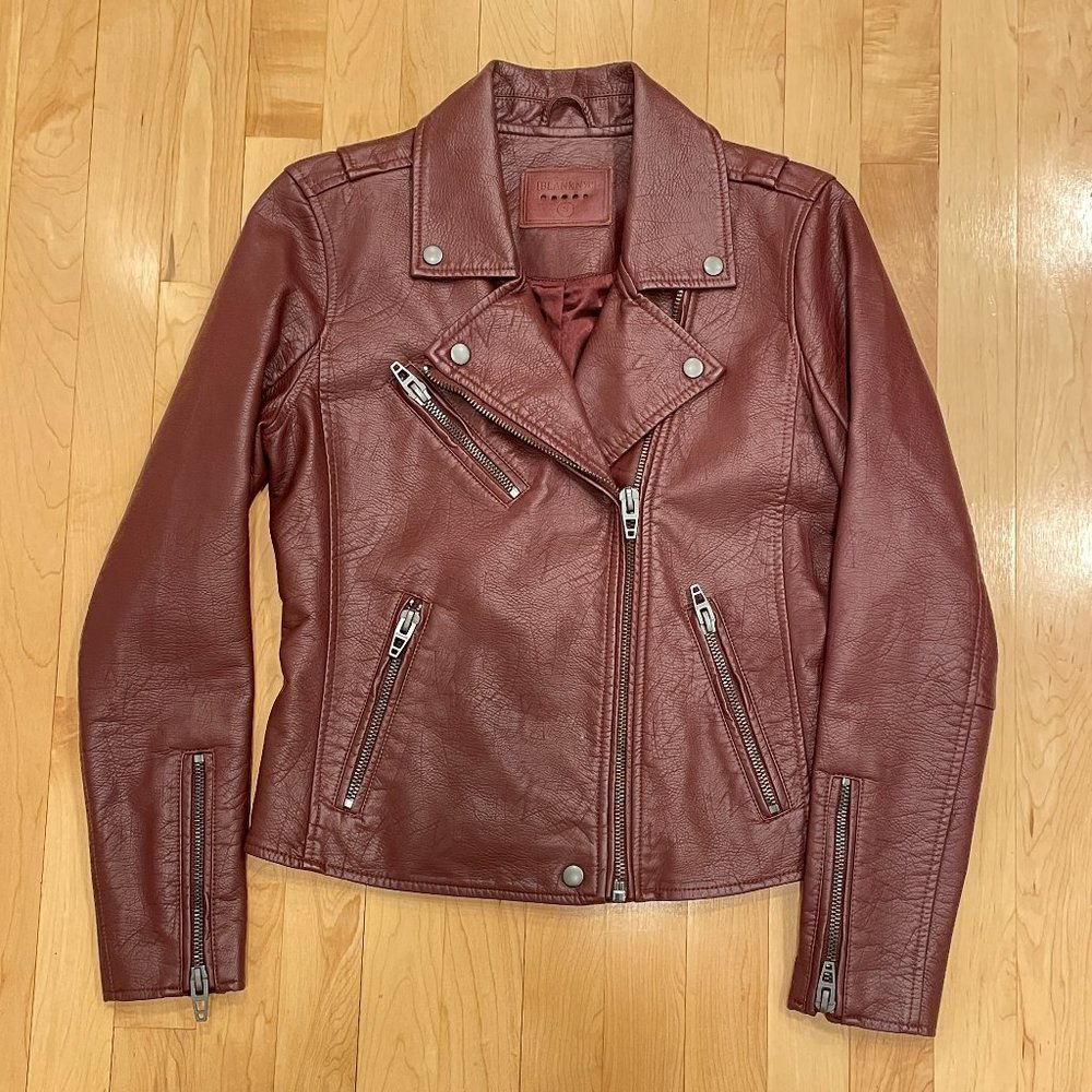 Blank NYC Vegan Faux Leather Wine Moto Jacket | Size S Women's